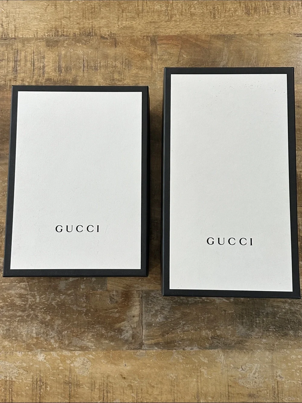 Gucci White and Black Shoe Boxes with White Dust Bag